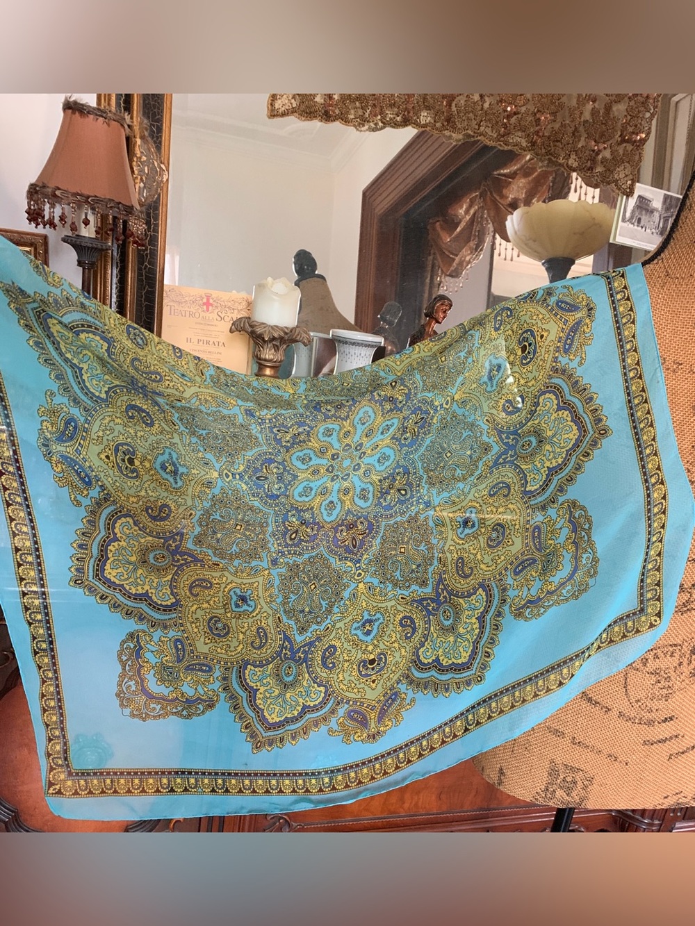 Vintage Boho Hippie Paisley Chiffon Scarf Shawl.